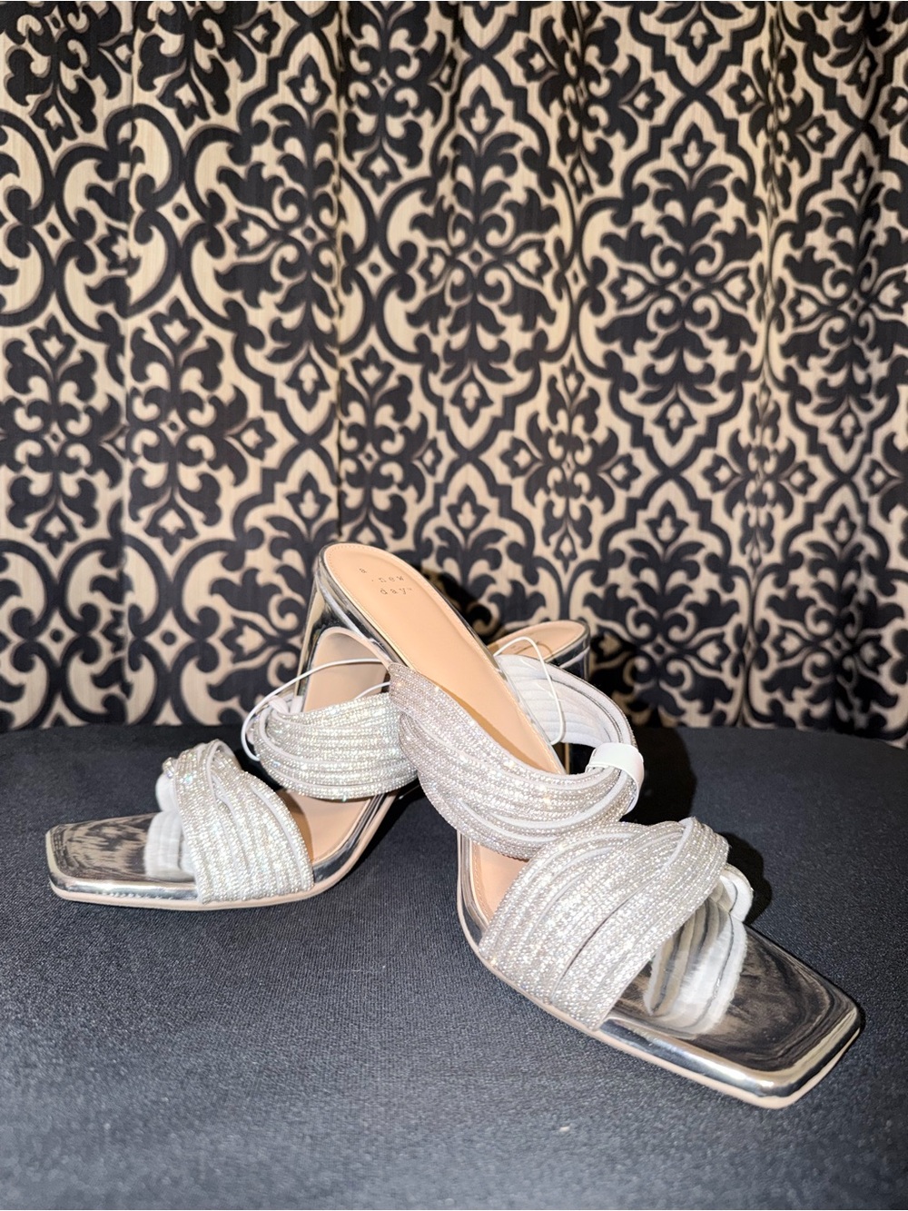 a new day Silver Twisted Beaded Slip-On Mules